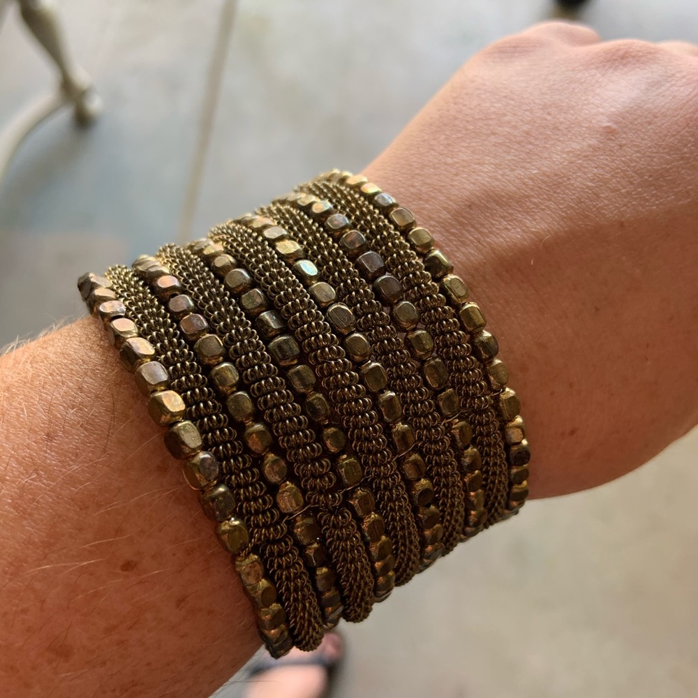 Bronze | Gold Beaded Cuff Bracelet